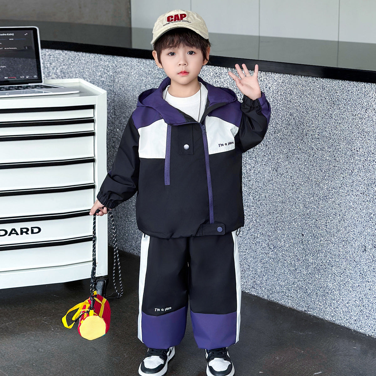 Boys Autumn Hooded Sports Casual Two-Piece Set