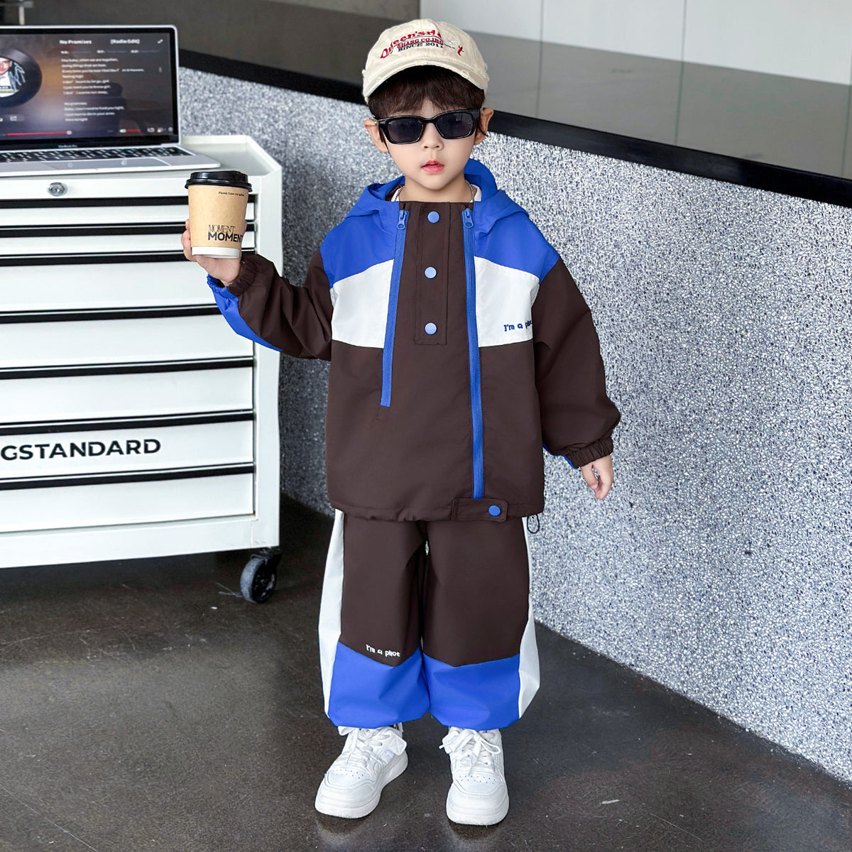 Boys Autumn Hooded Sports Casual Two-Piece Set